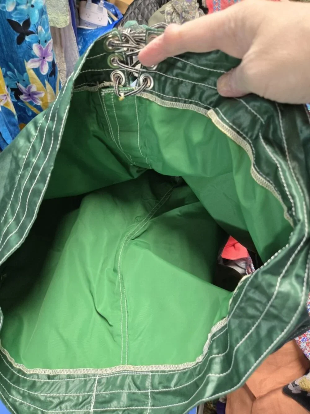 Birdwell Beach Briches Mens Green Swim Trunks Surf California EUC